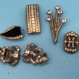 Vintage Art Deco Rhinestone Dress Clips Lot | Repair Craft As Is